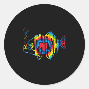 Colourful Phish-jam, Tie-dye Tee For Fisherman, Fi Classic Round Sticker