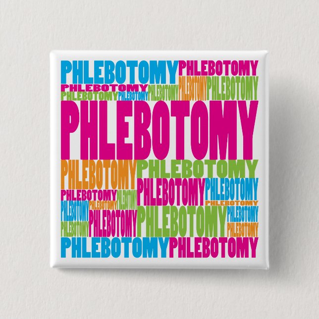 Colourful Phlebotomy 15 Cm Square Badge (Front)