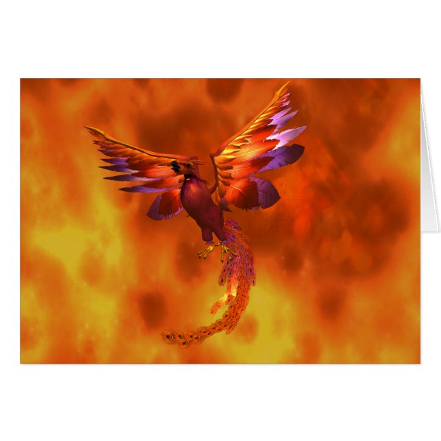 Colourful Phoenix Flying Against a Fiery Backgroun (Front Horizontal)