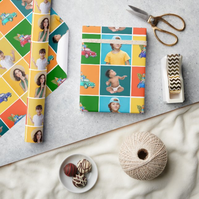 Colourful Photo Blocks Kids Family Christmas Wrapping Paper (Crafts)