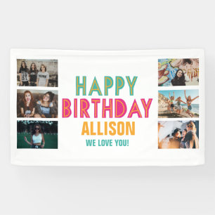 Colourful Photo Collage Kid's Happy Birthday Party Banner