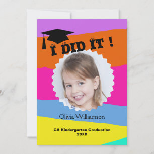 Colourful Photo Kindergarten Grad Party Picnic Invitation