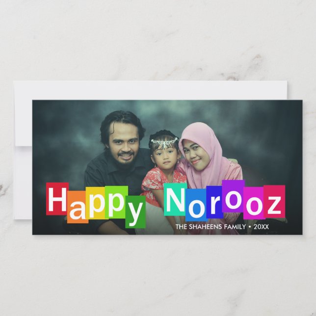 Colourful Photo Typography Happy Norooz New Year (Front)