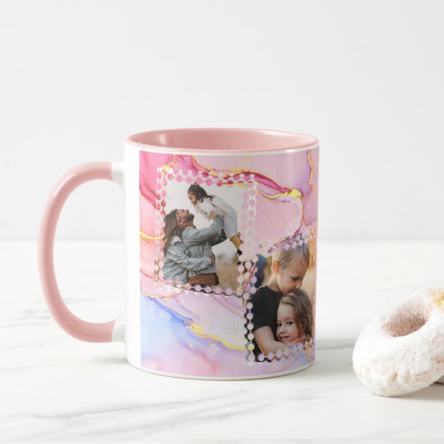 Colourful  Photos Family  Mug (With Donut)