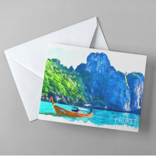 Colourful Phuket Thailand Watercolor Artwork Postcard