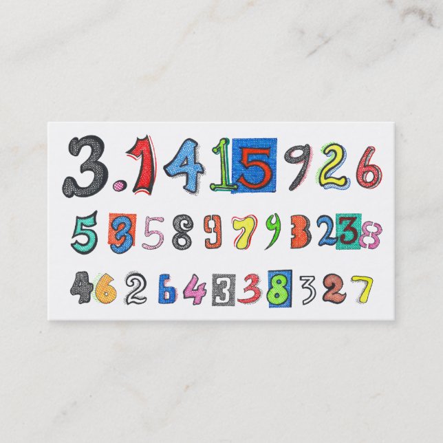 Colourful Pi Calculated Business Card (Front)