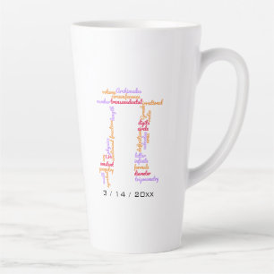 Colourful Pi Day Word Cloud Latte Mug