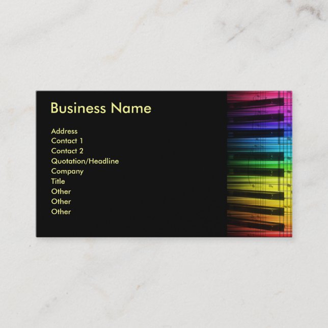 Colourful Piano Keyboard Business Cards (Front)