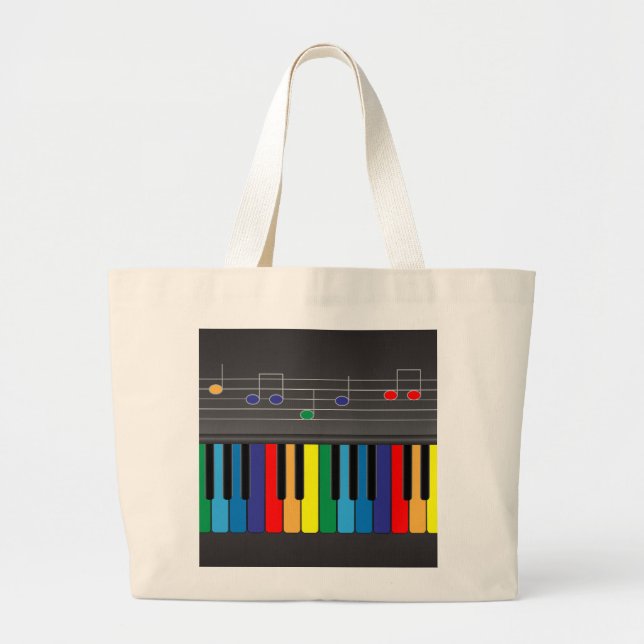 Colourful piano keyboard large tote bag (Front)