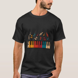 Colourful Piano Keyboard Muscial Notes Jersey T-Shirt