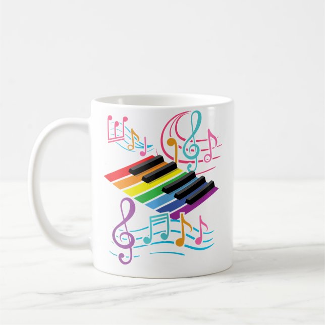 Colourful Piano Keyboard  Music Notes  Musician Pi Coffee Mug (Left)
