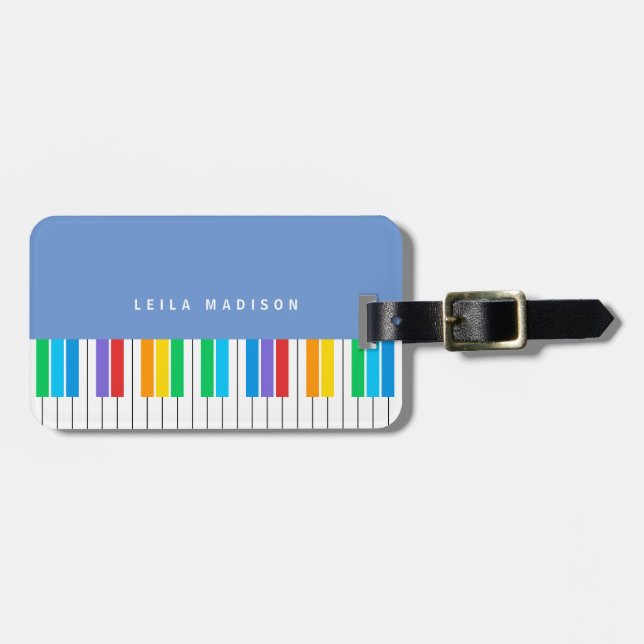 Colourful Piano Keyboard Travel Luggage Tag (Front Horizontal)