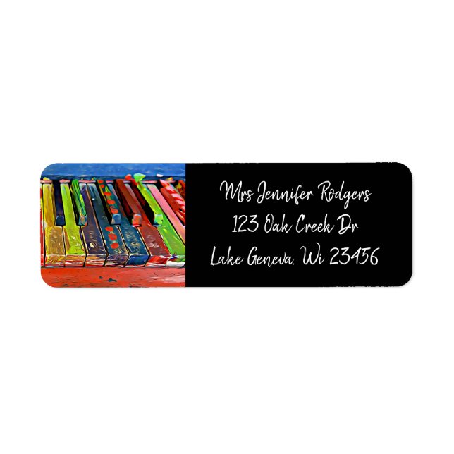 Colourful Piano Keys Return Address Label (Front)