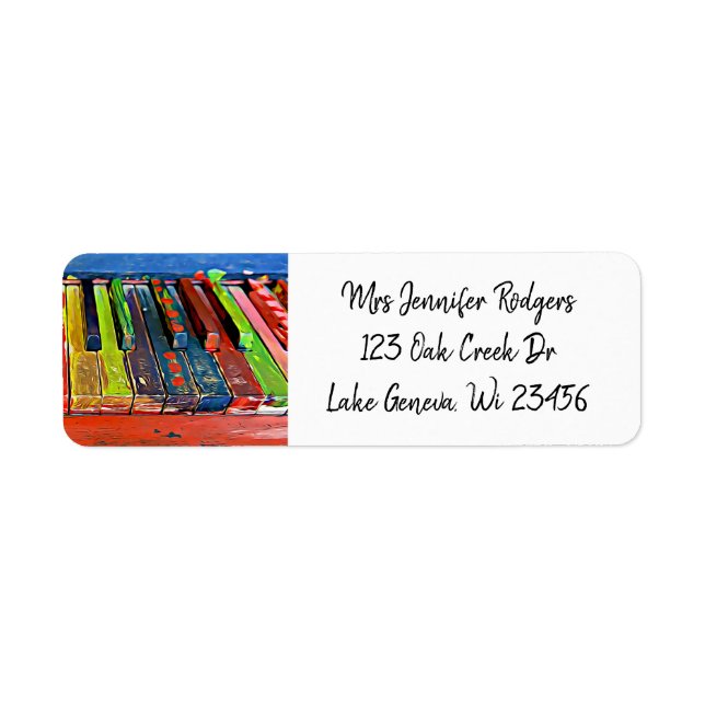Colourful Piano Keys Return Address Label (Front)