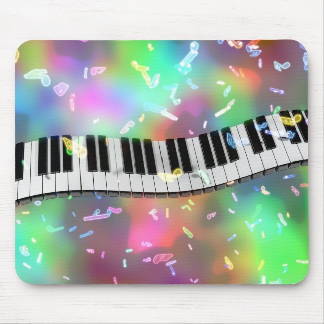 Colourful Piano Keys with Bright Lights Mouse Pad (Front)