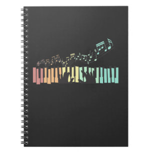 Colourful Piano Music Notes Keyboard Player Pianis Notebook