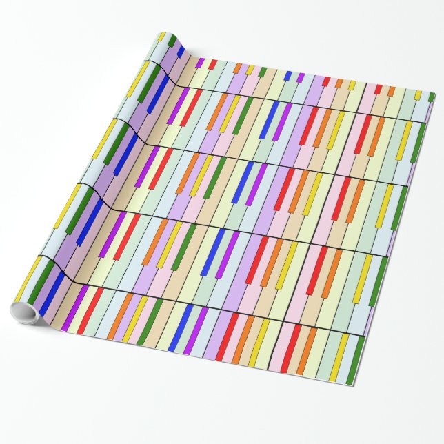 Colourful Piano Wrapping Paper (Unrolled)