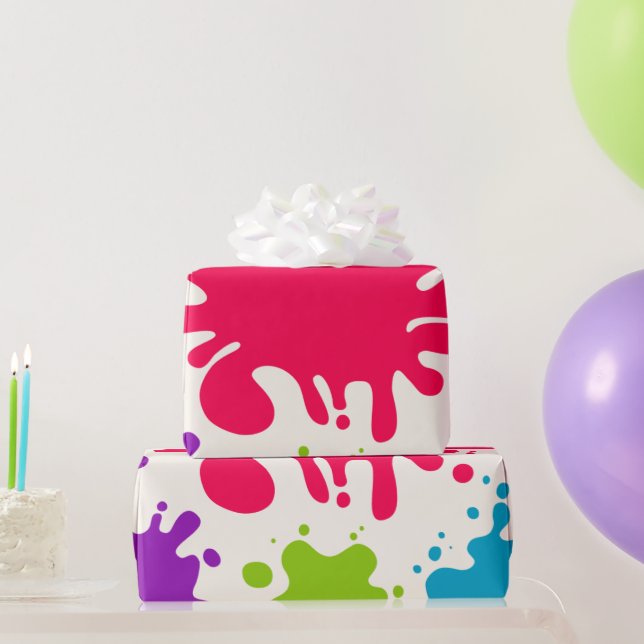 Colourful Piant Spat Wrapping Paper (Party Gifts)