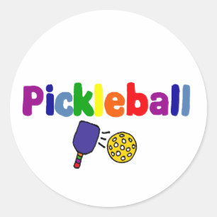 Colourful Pickleball Art Design Classic Round Sticker
