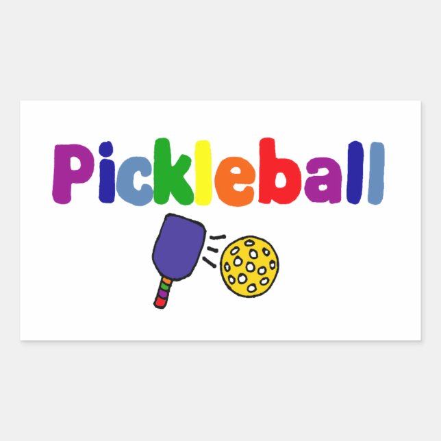 Colourful Pickleball Art Design Rectangular Sticker (Front)