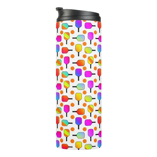 Colourful, Pickleball Paddles, Orange Pickleballs Thermal Tumbler (Rotated Right)