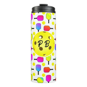 Colourful Pickleball Paddles Yellow Personalised Thermal Tumbler
