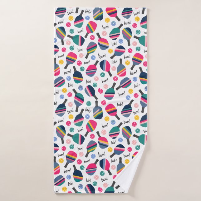 Colourful Pickleball Pattern Bath Towel (Bath Towel)
