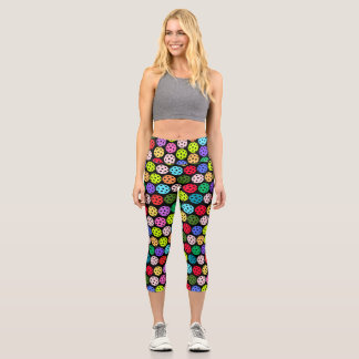 Colourful Pickleball Pattern Capri Leggings