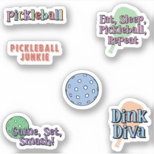 Colourful Pickleball Player Sticker Pack