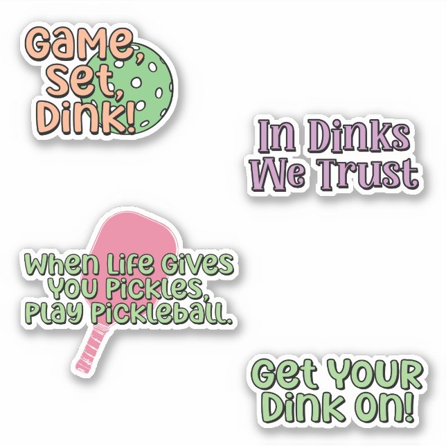 Colourful Pickleball Player Sticker Pack (Front)