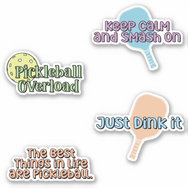 Colourful Pickleball Player Sticker Pack (Front)