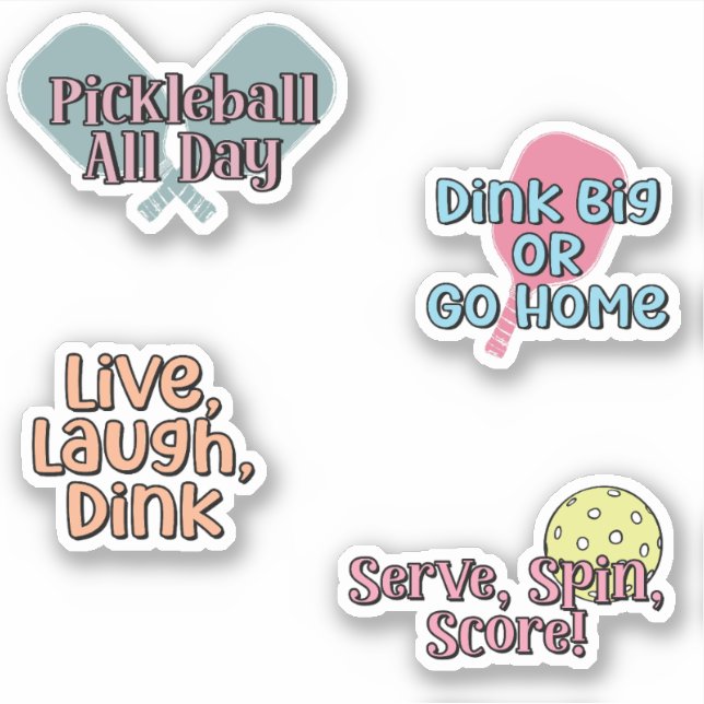 Colourful Pickleball Player Sticker Pack (Front)