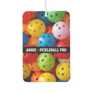 Colourful pickleballs, custom text Car Air Freshener