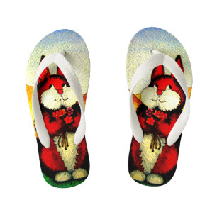 colourful picture of cute brown bunny rabbit kid's thongs
