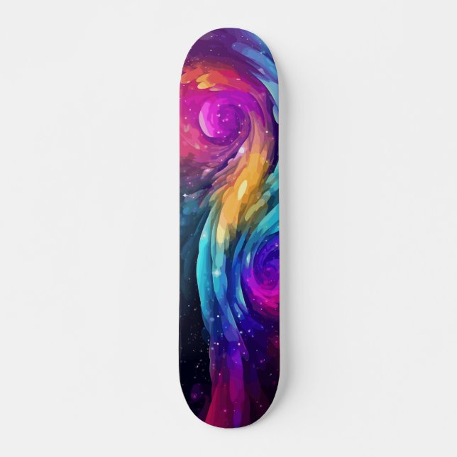 Colourful Piece Abstract Painting Galaxy Art Skateboard (Front)