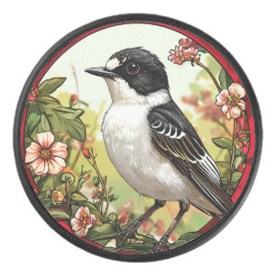 Colourful Pied flycatcher Bird Hockey Puck