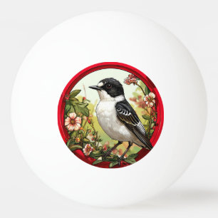 Colourful Pied flycatcher Bird Ping Pong Ball