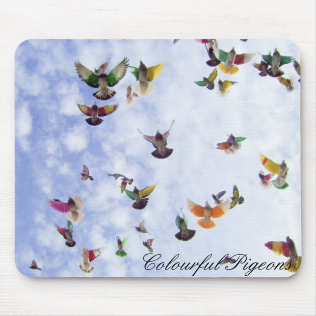 Colourful Pigeons Mouse Pad (Front)