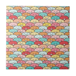 Colourful Pigs Funny And Cute Pattern Ceramic Tile