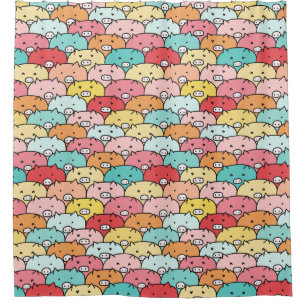Colourful Pigs Funny And Cute Pattern Shower Curtain