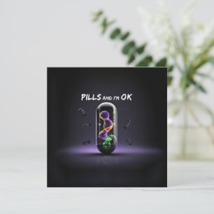 Colourful Pill cool medication trendy design Invitation
