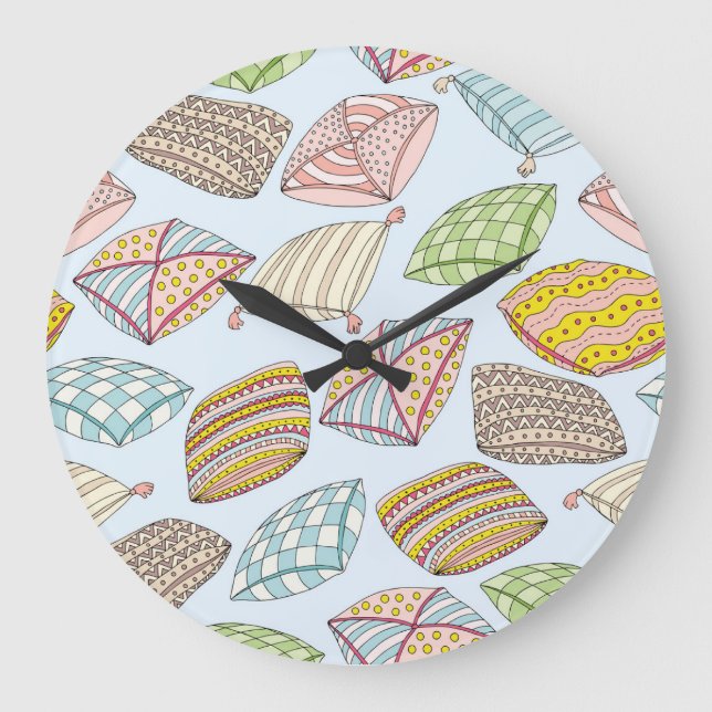 Colourful pillows, vintage seamless texture. large clock (Front)