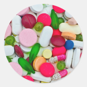 Colourful pills custom product classic round sticker