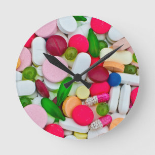 Colourful pills custom product round clock