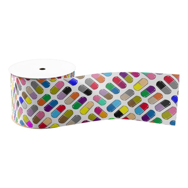 Colourful pills grosgrain ribbon (Spool)