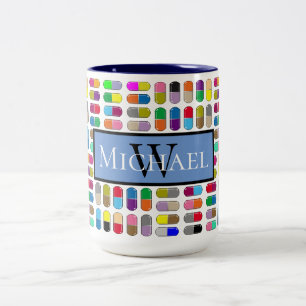 Colourful pills Two-Tone coffee mug