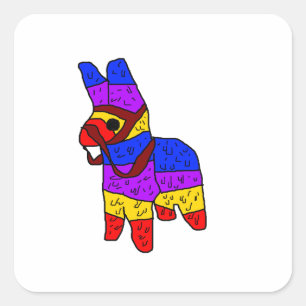 Colourful Piñata Cartoon for a Fiesta in Mexico  Square Sticker