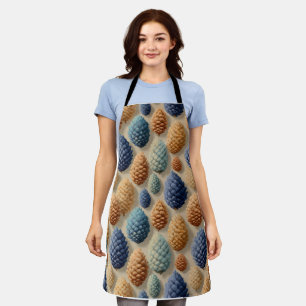 Colourful Pine Cones Winter Pattern Apron