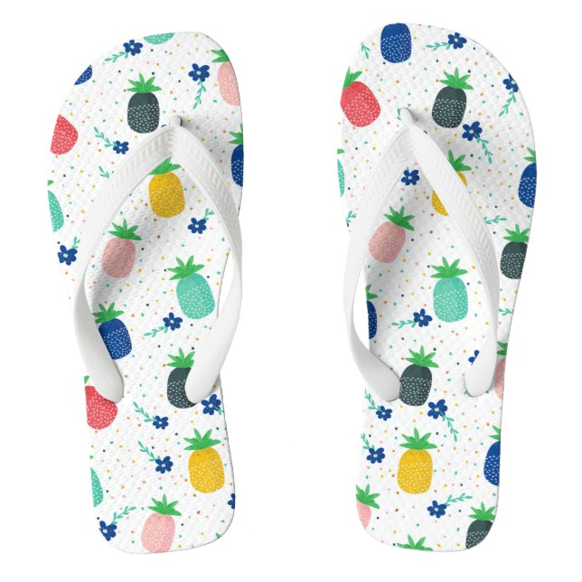 Colourful pineapple & flowers pattern thongs (Footbed)
