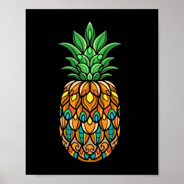 colourful-pineapple-fruit-mandala-arts-isolated poster (Front)